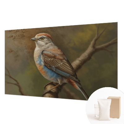 Wandtapete mit einem großen Vogelporträt als Motiv