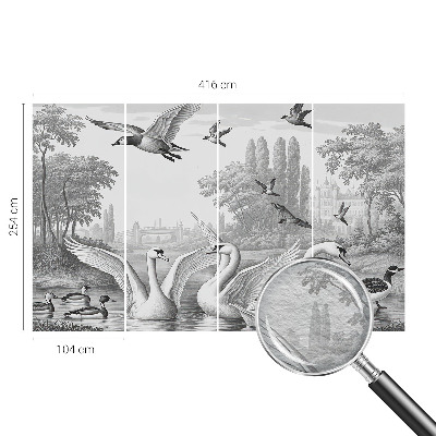 Fototapete fürs Kinderzimmer mit klassischer Landschaftsillustration