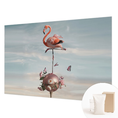 Vlies-Fototapete fürs Wohnzimmer mit elegantem Flamingo-Motiv