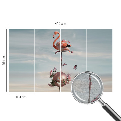 Vlies-Fototapete fürs Wohnzimmer mit elegantem Flamingo-Motiv