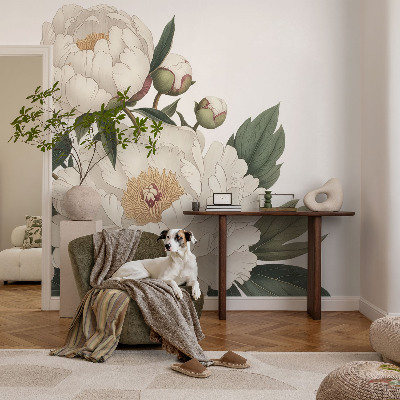 Vliestapete fürs Schlafzimmer Weiße Pfingstrosen