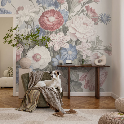 Bedruckte Vlies-Fototapete mit einem bunten Blumenstrauß