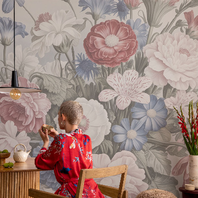 Bedruckte Vlies-Fototapete mit einem bunten Blumenstrauß