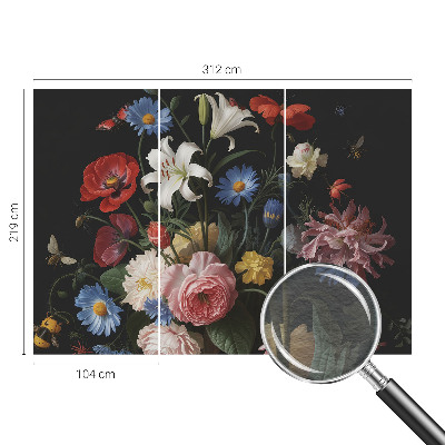 Fototapete Blumen mit Insekten