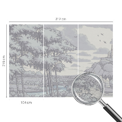 Dekorative Wand-Fototapete mit einer märchenhaften Landschaft