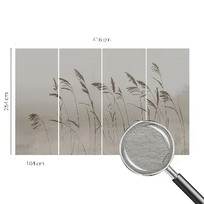 Fototapete nach Maß mit Motiv von Gräsern im Nebel