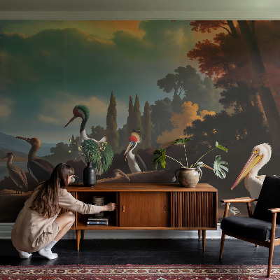 Fototapete fürs Wohnzimmer mit malerischem Vogelmotiv