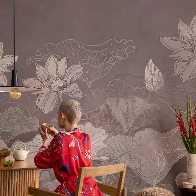 Fototapete fürs Kinderzimmer mit friedlicher botanischer Illustration