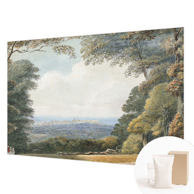 Vlies-Fototapete fürs Schlafzimmer mit einem Motiv bewaldeter Landschaft