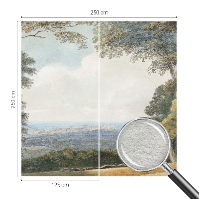 Vlies-Fototapete fürs Schlafzimmer mit einem Motiv bewaldeter Landschaft