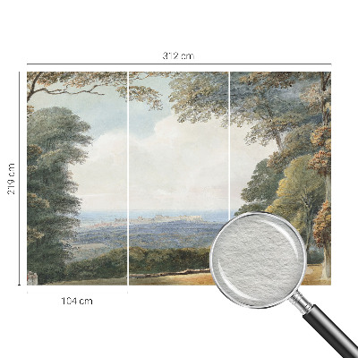 Vlies-Fototapete fürs Schlafzimmer mit einem Motiv bewaldeter Landschaft
