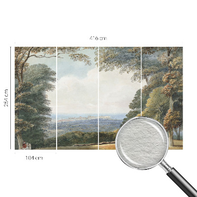Vlies-Fototapete fürs Schlafzimmer mit einem Motiv bewaldeter Landschaft