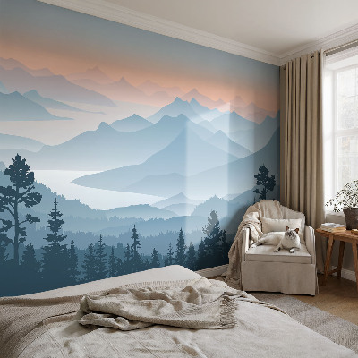 Vliestapete fürs Schlafzimmer mit Bergpanorama als Motiv