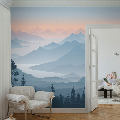 Vliestapete fürs Schlafzimmer mit Bergpanorama als Motiv