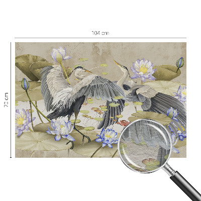 Dekorative Wand-Fototapete mit Motiv aus Vögeln und Lilien