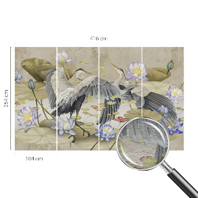 Dekorative Wand-Fototapete Vögel und Lilien