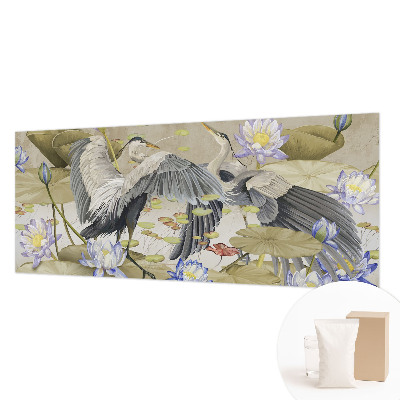 Dekorative Wand-Fototapete mit Motiv aus Vögeln und Lilien