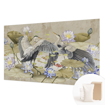 Dekorative Wand-Fototapete Vögel und Lilien