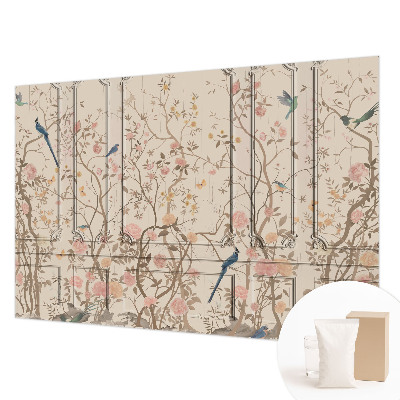 Moderne Vlies-Fototapete mit Vögeln und Blumen als Motiv