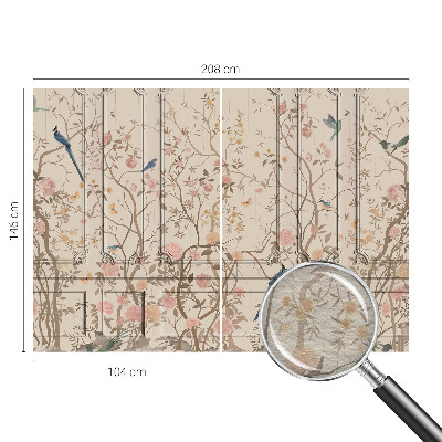 Moderne Vlies-Fototapete Vögel und Blumen