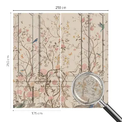 Moderne Vlies-Fototapete mit Vögeln und Blumen als Motiv