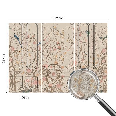 Moderne Vlies-Fototapete Vögel und Blumen