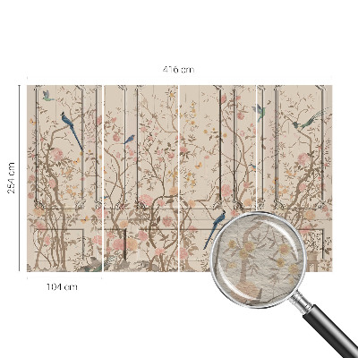 Moderne Vlies-Fototapete Vögel und Blumen