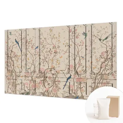 Moderne Vlies-Fototapete mit Vögeln und Blumen als Motiv