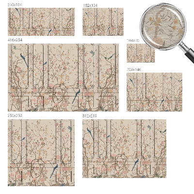 Moderne Vlies-Fototapete Vögel und Blumen