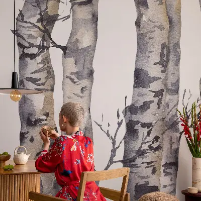 Dekorative Wand-Fototapete mit Motiv eines Espenwaldes