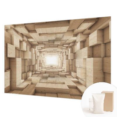 Moderne Vlies-Fototapete mit Motiv eines Holztunnels
