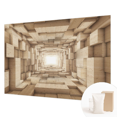 Moderne Vlies-Fototapete mit Motiv eines Holztunnels