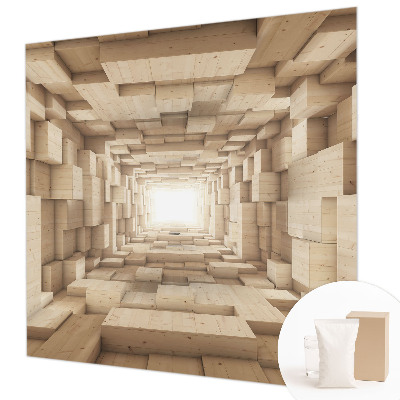 Moderne Vlies-Fototapete mit Motiv eines Holztunnels