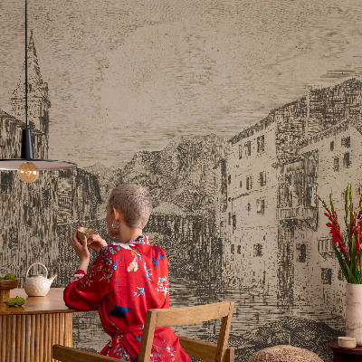 Wand-Fototapete mit Stadtpanorama