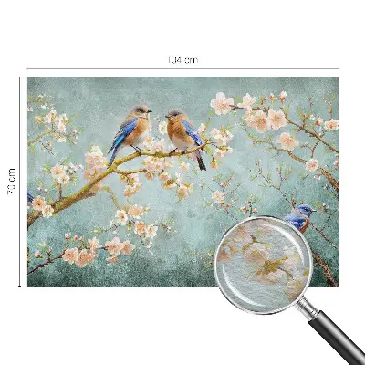 Fototapete fürs Wohnzimmer mit Frühlingsvögeln