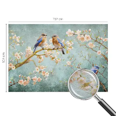Fototapete fürs Wohnzimmer mit Frühlingsvögeln