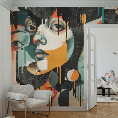 Vlies-Fototapete fürs Wohnzimmer Bunte Gesichter