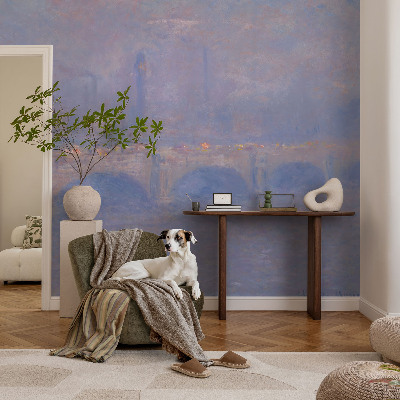 Vliestapete fürs Wohnzimmer mit blauem Brückenmotiv