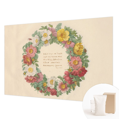 Vlies-Fototapete fürs Schlafzimmer mit einem Blumenkranz als Motiv