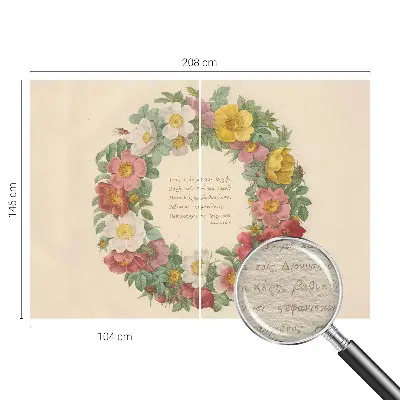 Vlies-Fototapete fürs Schlafzimmer mit einem Blumenkranz als Motiv