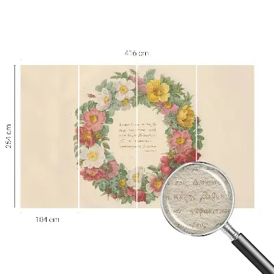 Vlies-Fototapete fürs Schlafzimmer mit einem Blumenkranz als Motiv