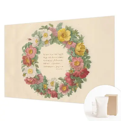 Vlies-Fototapete fürs Schlafzimmer mit einem Blumenkranz als Motiv
