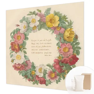 Vlies-Fototapete fürs Schlafzimmer mit einem Blumenkranz als Motiv