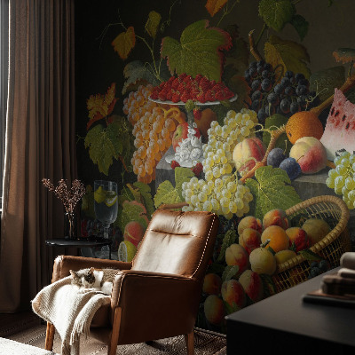 Vliestapete fürs Wohnzimmer mit fruchtigem Motiv