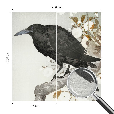 Dekorative Wand-Fototapete Rabe in den Blumen