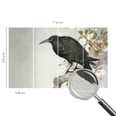 Dekorative Wand-Fototapete Rabe in den Blumen