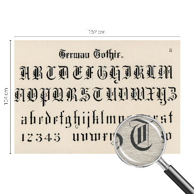 Dekorative Wand-Fototapete z mit gotischen Buchstaben bedrucktem Motiv