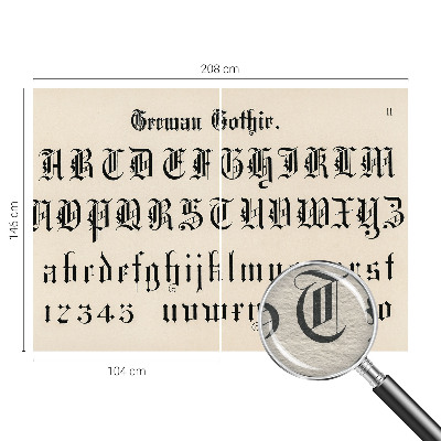 Dekorative Wand-Fototapete z mit gotischen Buchstaben bedrucktem Motiv