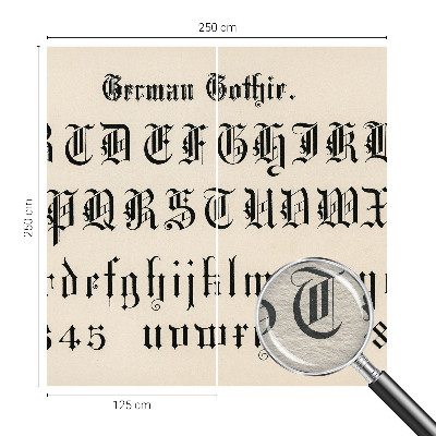 Dekorative Wand-Fototapete z mit gotischen Buchstaben bedrucktem Motiv