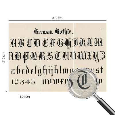 Dekorative Wand-Fototapete z mit gotischen Buchstaben bedrucktem Motiv